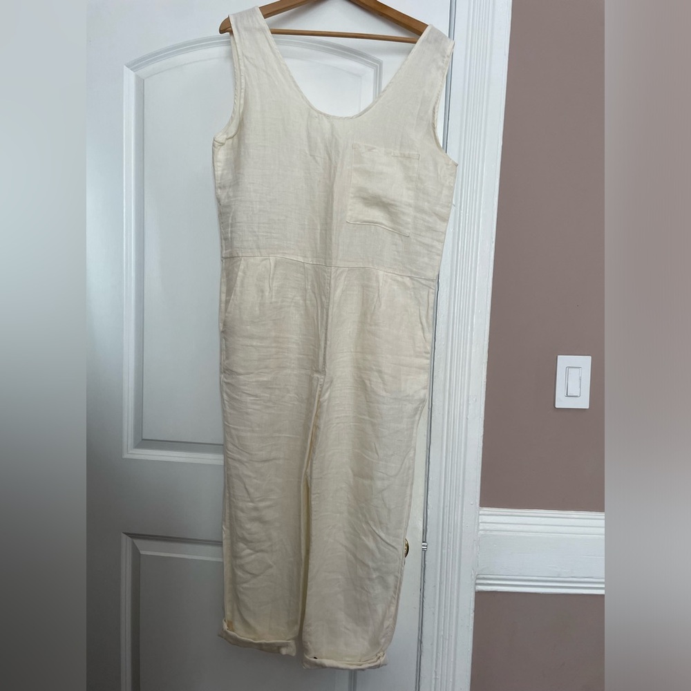 Ozma of California white linen jumpsuit
